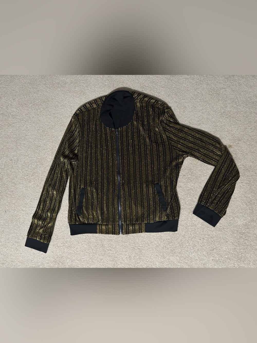 Two Lularoe ELEGANT STEVIE black and gold zip up sheer stripes Stevie jacket xl